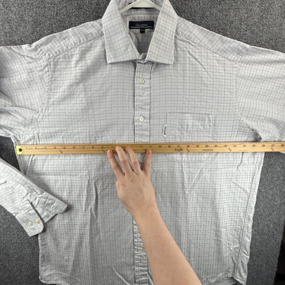 Faconnable All Cotton USA XL Check Gray Pocket Long Sleeve Shirt Men Button Up - Picture 6 of 14